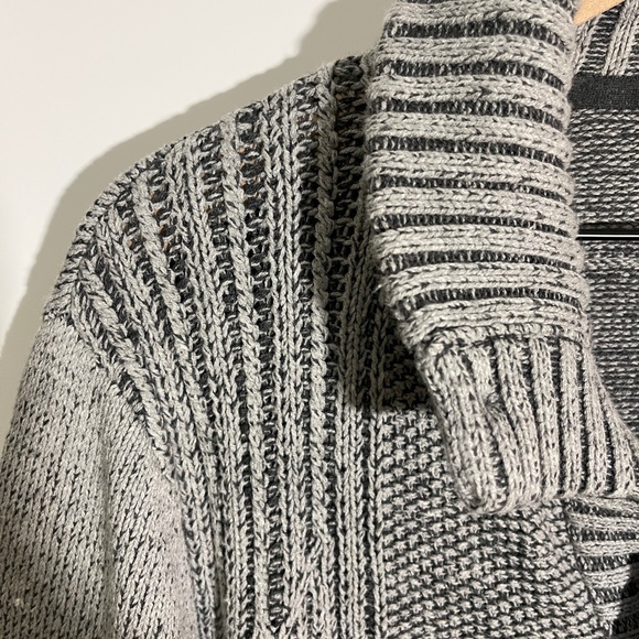 Citizen Wolf Chunky Knit Cardigan Elbow Patches Button Down Gray Size Large - Picture 2 of 8